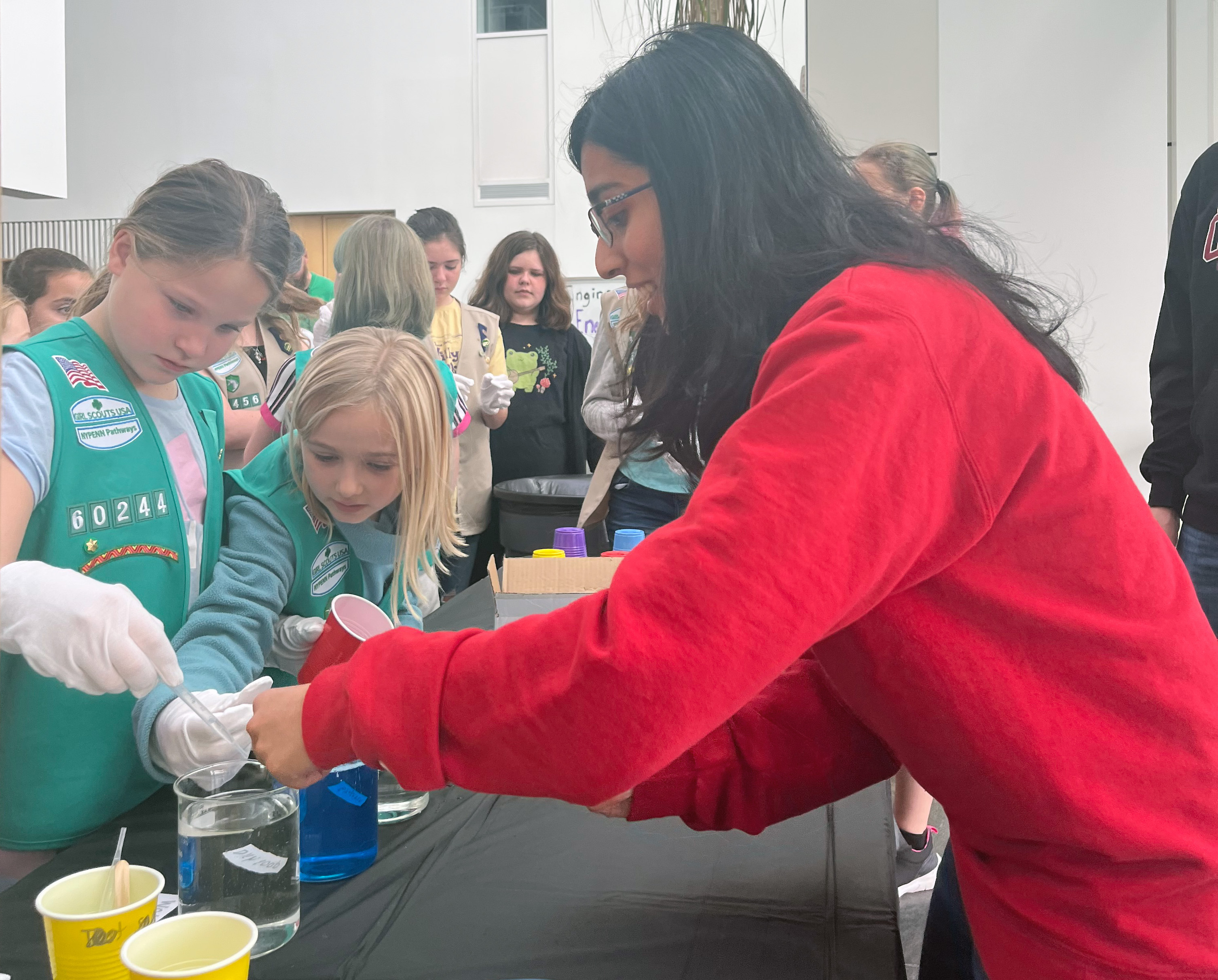 Working with Girls Scouts on STEM projects.