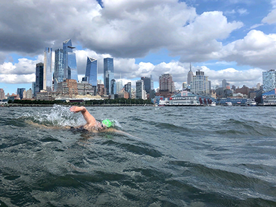 Rose Buchmann swims a marathon around Manhattan in September 2020.