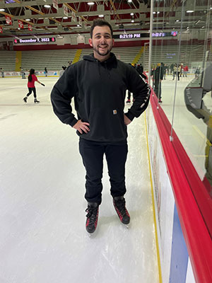 David Bruk-Rodriguez on the ice at Cornell's Lynah Rink