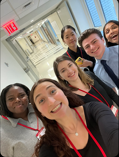 Justine Burke with students in clinical immersion program at Weill Cornell Medicine