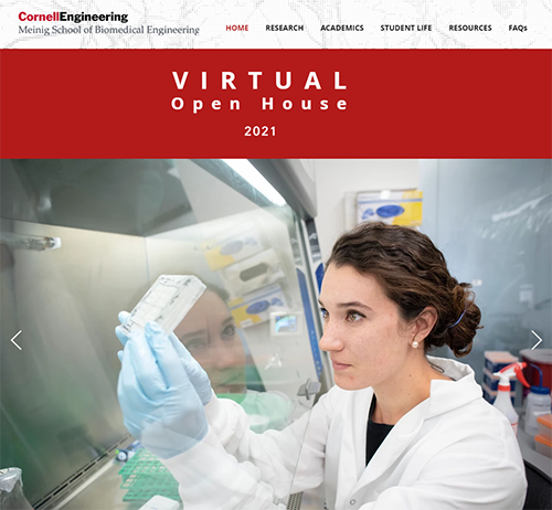 virtual open house website cover image student in lab looking at samples