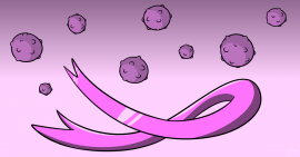 breast cancer logo and tumor cells illustration in pink