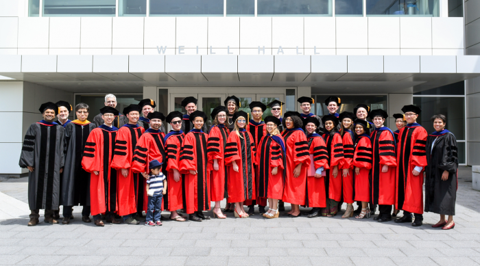 commencement 2019 PhDs group in front of weill hall